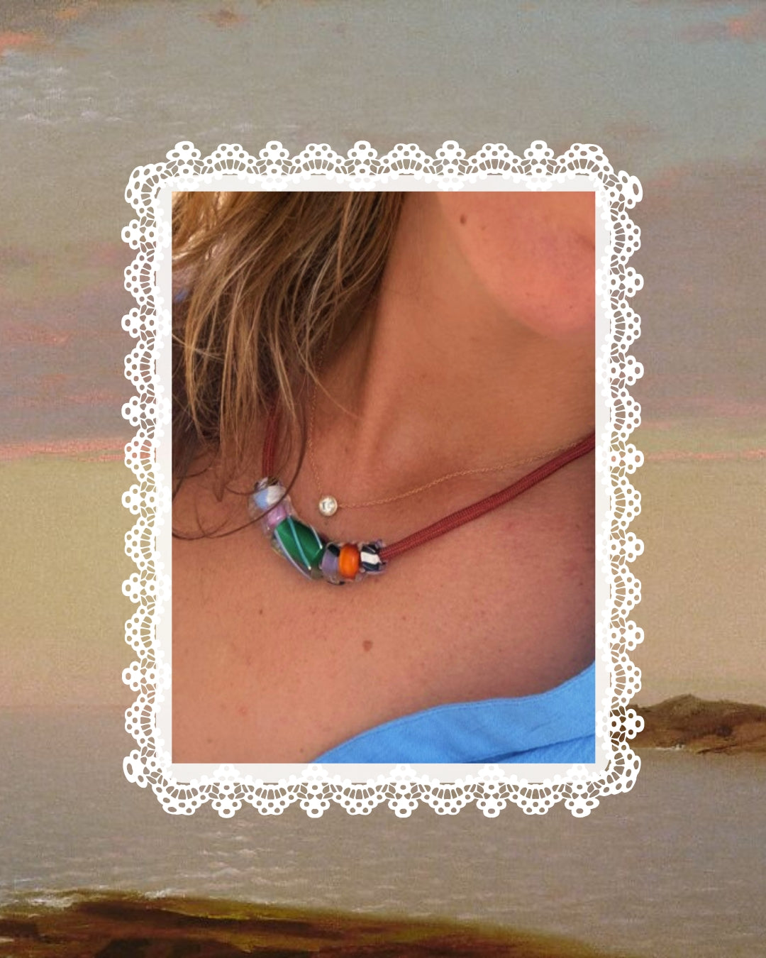 Paracord Necklace with Hand-blown Glass Beads