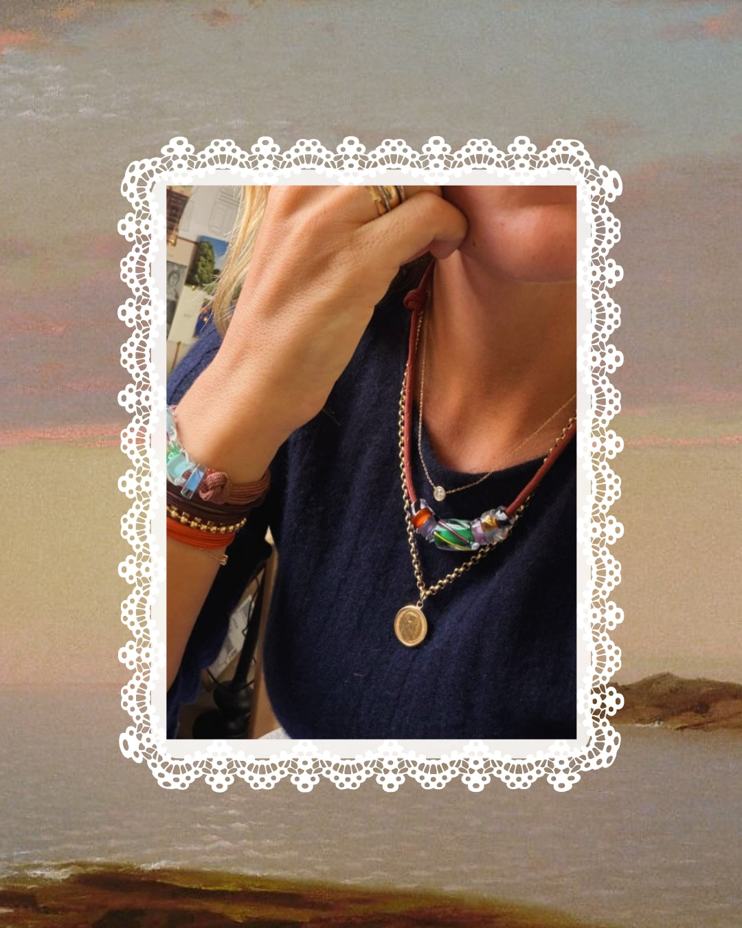 Paracord Necklace with Hand-blown Glass Beads