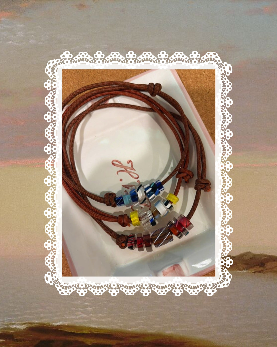 Paracord Necklace with Hand-blown Glass Beads