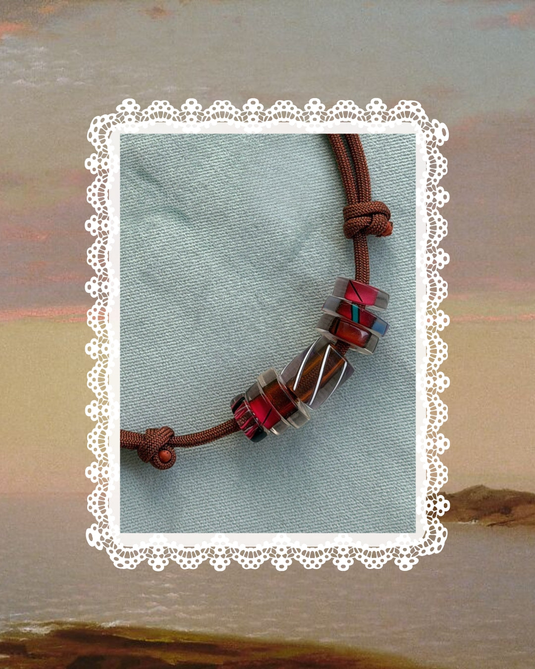 Paracord Necklace with Hand-blown Glass Beads