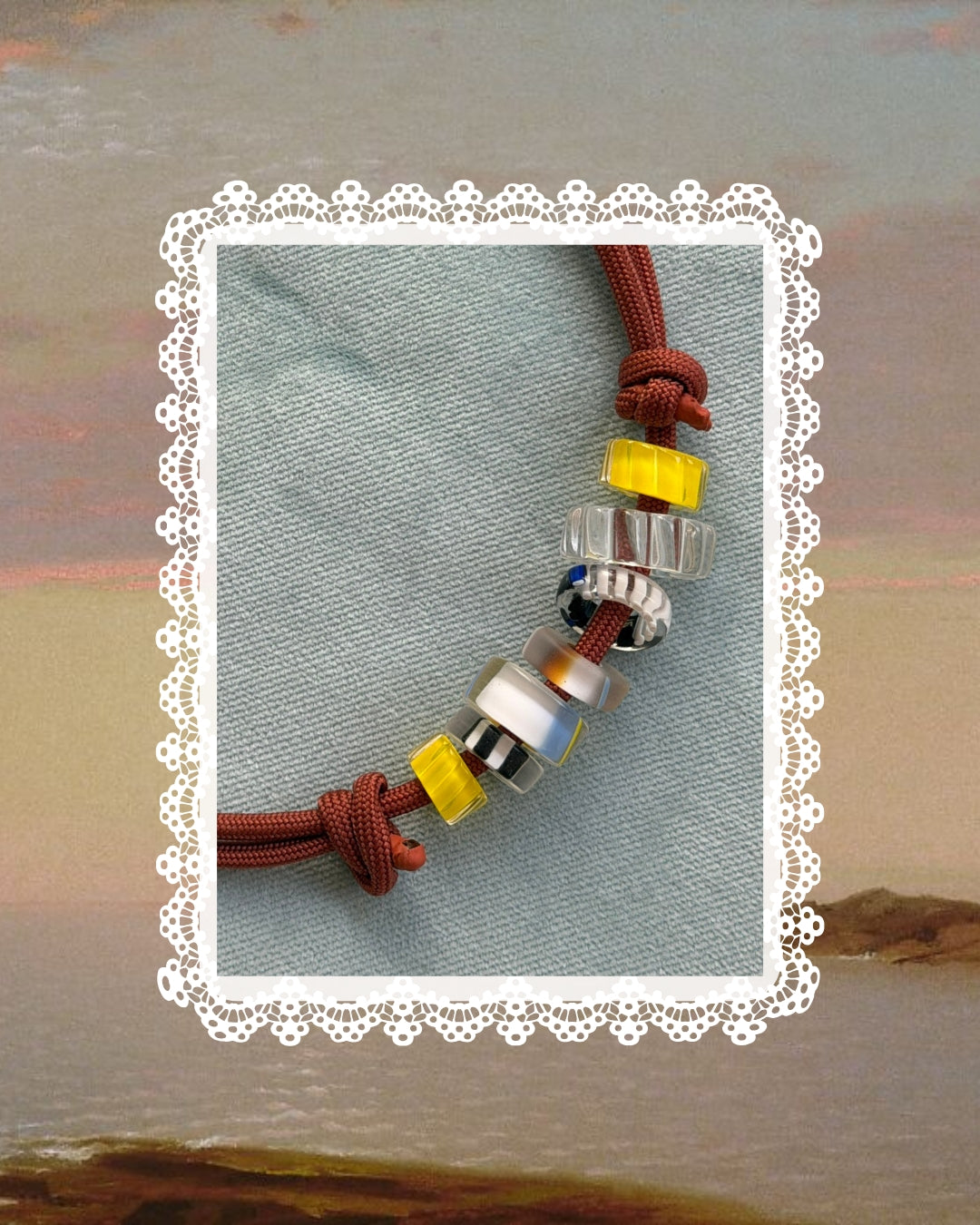 Paracord Necklace with Hand-blown Glass Beads