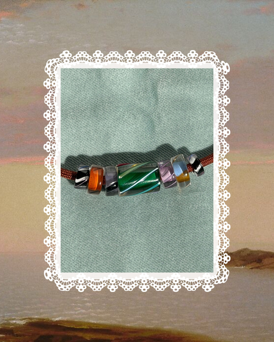 Paracord Necklace with Hand-blown Glass Beads