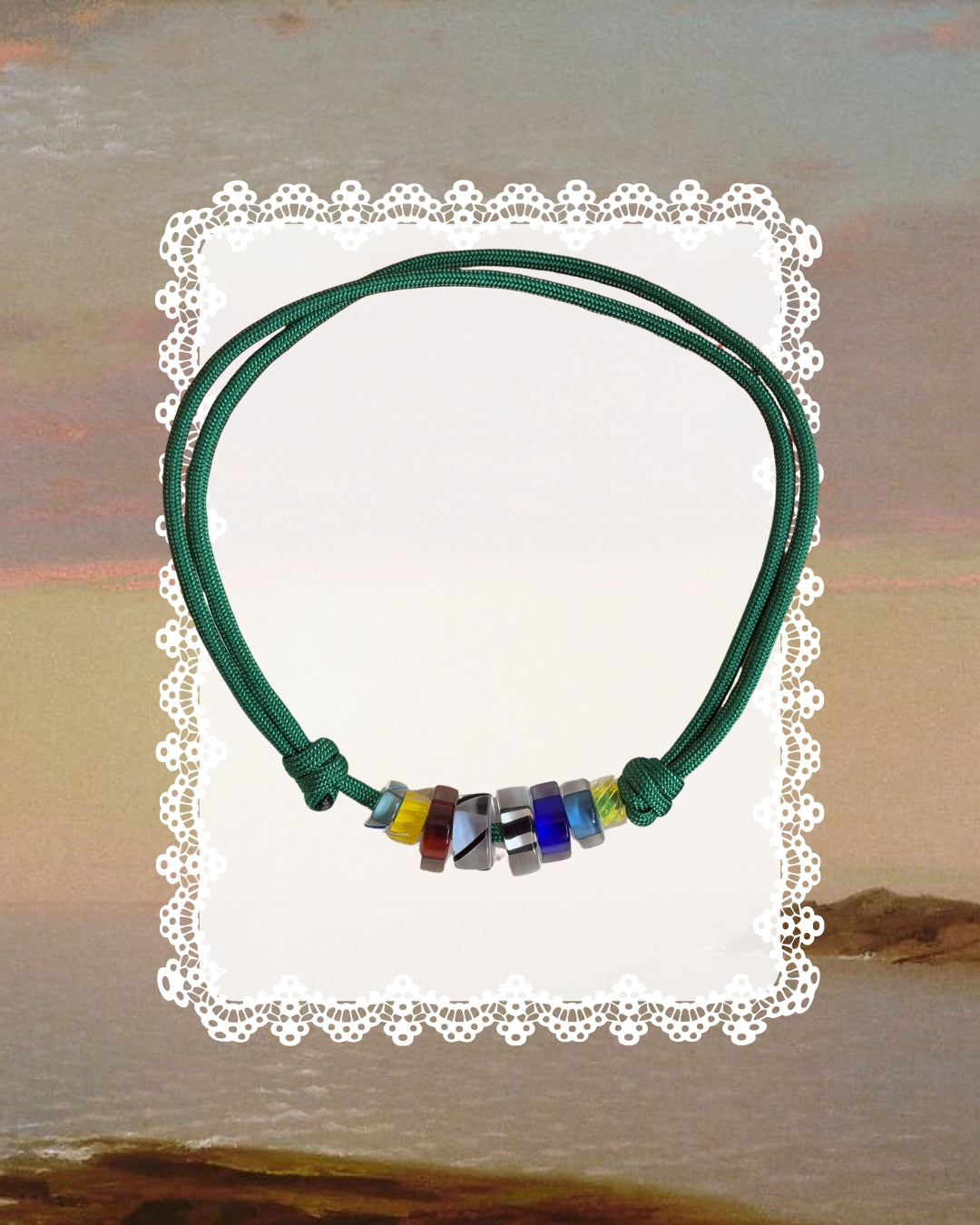 Paracord Necklace with Hand-blown Glass Beads