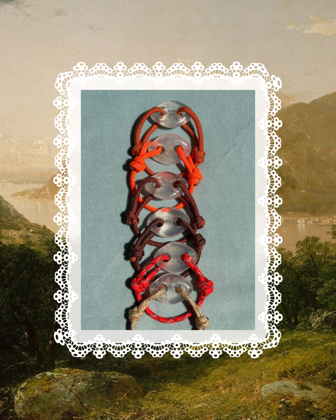 Paracord Bracelet with Clear Quartz Mariner Link